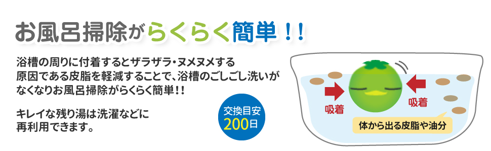 恵川商事 浴槽掃除 アカパックン お風呂用 グリーン よくそう 風呂 バス バス用 かわいい かんたん らくらく 皮脂 皮脂汚れ 湯垢 特殊繊維