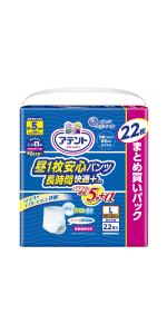 アテント 昼1枚安心パンツ 長時間快適プラス Lサイズ 男女共用 5回吸収 22枚【大容量】