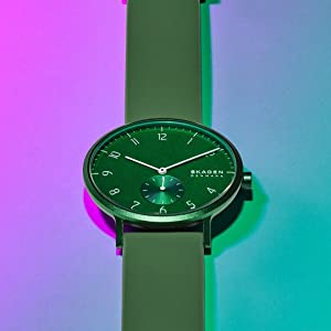 Aarencolor、アレンカラー、SKW6545、SKW2804、グリーン、時計、SKAGEN、スカーゲン、北欧、DENMARK、デンマーク、北欧時計、アルミ、シリコン、41MM、3針、薄い、軽い