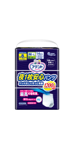 アテント 夜1枚安心パンツ M-L 男女共用 14枚 パッドなしでずっと快適