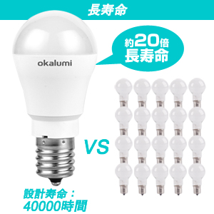 OKALUMI LED電球 調光器対応 E17口金 電球60W形相当 昼白色 5000k 600lm 密閉器具対応 広配光 小形電球タイプ （ミニクリプトン?ミニランプ形）