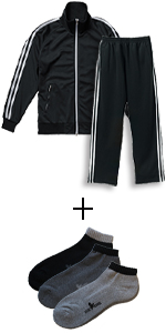 ショートソックス 靴下 セット ジャージ ジャケット パンツ jersey jogging suits スウェットsweat 長袖 長ズボン ポリエステル スムース ポケット ジッパー ひも