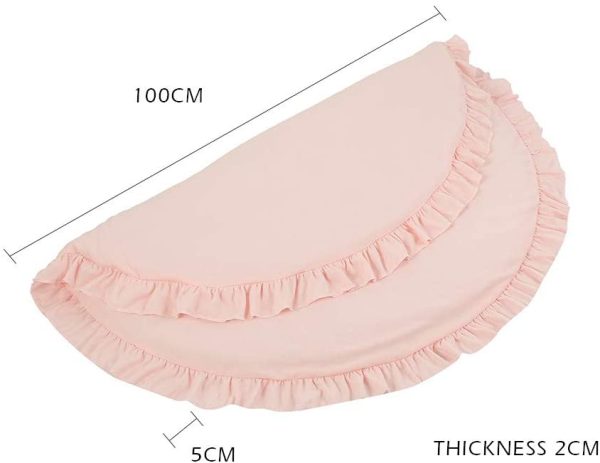 Steppiano ベビーマット ベビークロールマット 遊びマット 毛布レース 綿 パッド 赤ちゃん 円形 超ソフト 水洗い可能 取り外し可能 厚手 40.00 * 33.00 * 4.50 (ピンク) - 画像 (2)