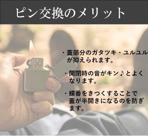 zippo ステンレス ヒンジピン シャフト 5本 修理用 修理用説明書付き - 画像 (7)