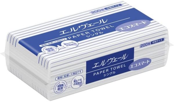 エルヴェール ペーパータオル エコスマートシングル 中判 1ケース(200枚×35袋入) 703510 お手拭き - 画像 (4)