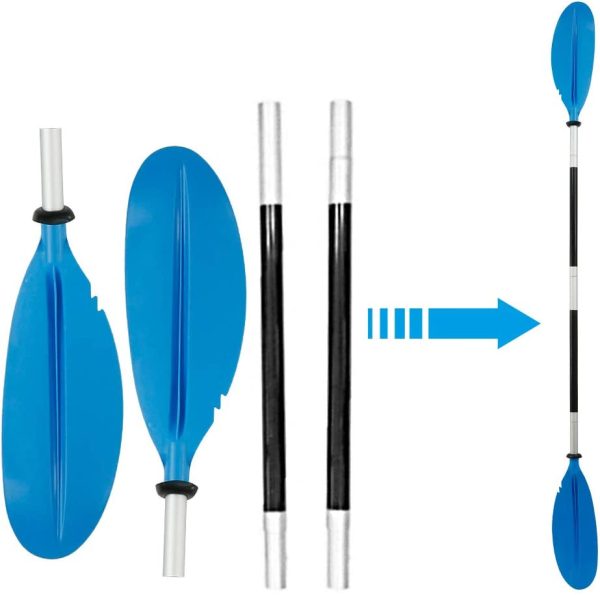 linqingweifqaf カヤックパドル 2ピース分割可 アルミ合金製 ダブルブレード 全長220cm スポーツ アウトドア ツーリング フィッシング ボートオール 軽量 収納便利 - 画像 (8)