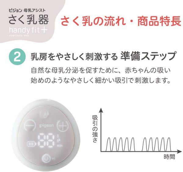 ピジョン 母乳アシスト さく乳器 電動 handy fit + 白 1個 (x 1) - 画像 (3)