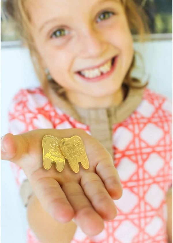 Tooth Fairy Coin ロストトゥースのキッズ用，鮮やかなフェアリーマネーのデザイン， 色あせなし | 貴重なコレクション体験 | マネーノベルティギフト ゴールデンコイン | 報酬記念コイン (4枚ゴールド) - 画像 (4)