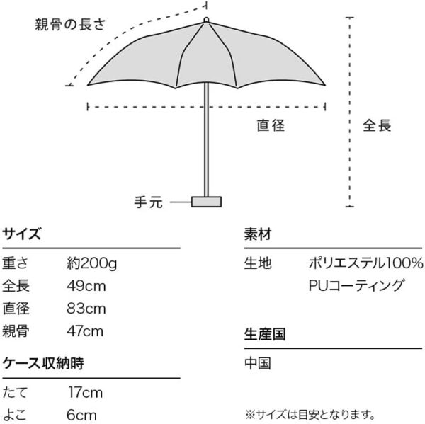 Wpc. 遮光切り継ぎtiny  47cm 完全遮光 UVカット100% 晴雨兼用 コンパクト レディース 日傘 折りたたみ 801-6423 - 画像 (3)