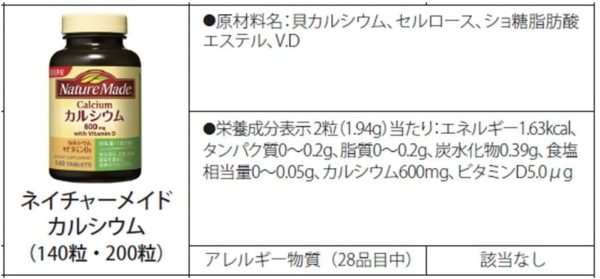 大塚製薬 ネイチャーメイド カルシウム 140粒 70日分 - 画像 (4)