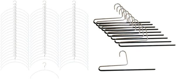 MAWA(マワ) すべり落ちないハンガー 【人体ハンガー60本組】  120240 & すべり落ちない ハンガー ズボン ロングスカート ストール用 シングル 10本組 ブラック 2121【セット買い】 - 画像 (4)
