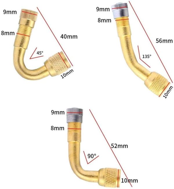 バイク用エアーバルブ 45°+ 90°+ 135°エクステンション L型 エアバルブ オートバイ 二輪用（3個入り） (ゴルード) - 画像 (6)