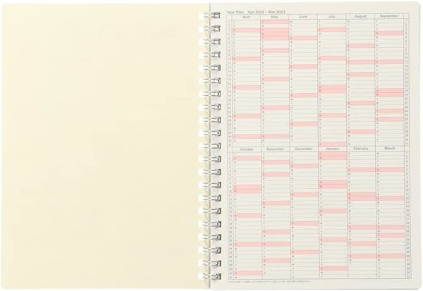 手帳 2022 スケジュール帳 4月始まり 月間ブロック S?縦型 ノートブックカレンダー?S?縦型 マークス アイボリー 22SDR-NB11-IV - 画像 (4)