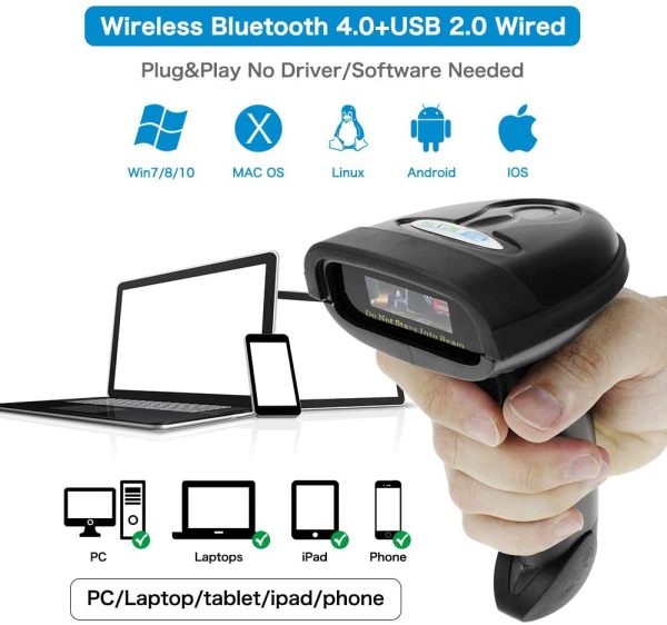 NETUM Bluetoothバーコードスキャナー 2.4Gワイヤレス&Bluetooth機能&有線接続対応 スマートフォン/タブレット/PC/CCDバーコードリーダー Windows/Mac/Android/iOS対応 - 画像 (5)