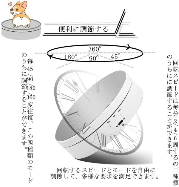 ターンテーブル 回転台 ガンプラ プラモデル 静かな スムーズ スピード＆方向＆角度調整可能 ディスプレイ/フィギュア/撮影用 最大耐荷重4KG 110V 1件 - 画像 (3)
