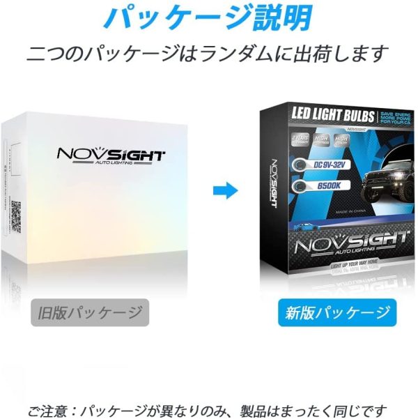 NOVSIGHT HB3 LEDヘッドライトホワイト HB3 フォグランプ 55W 12000LM 無極性 新車検対応 切れのいいカットライン 高品質LEDチップ搭載 高輝度 6500K DC9-32V 360°発光 2個セット - 画像 (3)