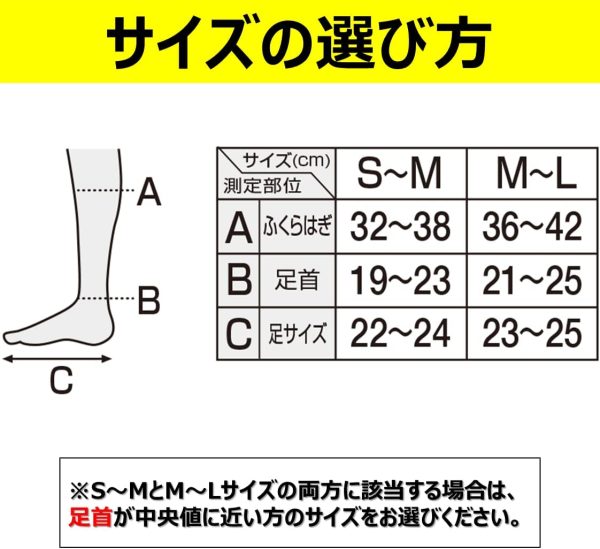 スリムウォーク メディカルリンパ おでかけ用 ハイソックス ブラック M-Lサイズ(SLIM WALK,medical lymph sockst,ML) 着圧 ソックス - 画像 (3)