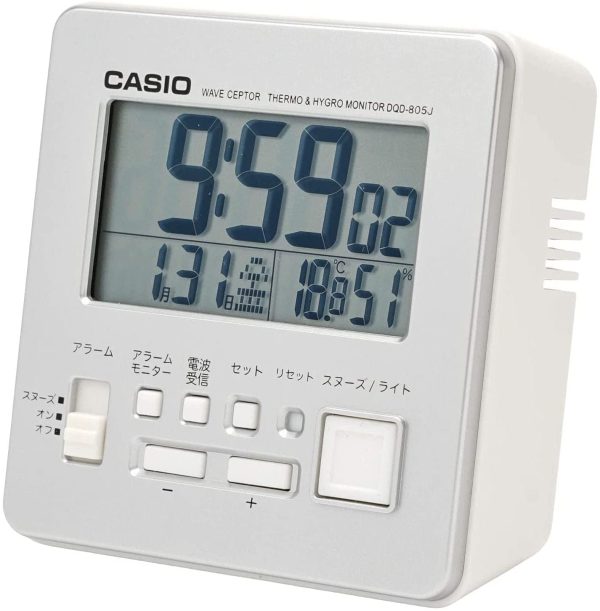 CASIO(カシオ) 目覚まし時計 電波  デジタル 温度 湿度 カレンダー 表示 DQD-805J-8JF - 画像 (6)