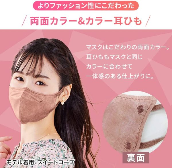 アイリスオーヤマ マスク 不織布 カラーマスク 立体マスク DAILY FIT MASK ふつうサイズ 5枚入 個包装 RK-D5MXC アッシュピンク - 画像 (3)