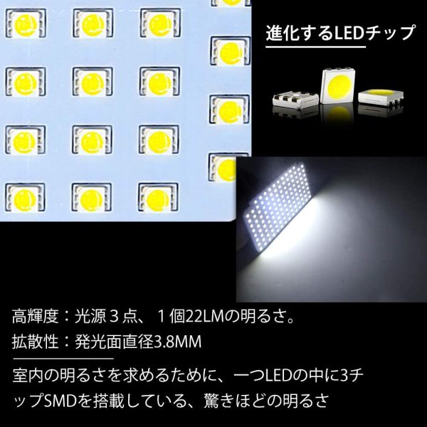 RAV4 50系 LED ルームランプ トヨタ 50系 RAV4 MXAA52 MXAA54 AXAH52 AXAH54 H31.4～ 専用 ルームランプセット室内灯 車内灯 爆光 ホワイト 車種別専用 LEDバルブ カスタムパーツ 内装パーツ 取付簡単 保証有り 6点セット (トヨタ RAV4 50系 用) - 画像 (2)