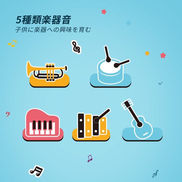 EagleStone おもちゃ ピアノマット 子供 折り畳み 8鍵盤 8種類動物音 5種類楽器音 ミュージックマット 音量調整可能 ピアノ 防水素材 滑り止め クリスマスプレゼント 誕生日ギフト HX9106-A - 画像 (8)