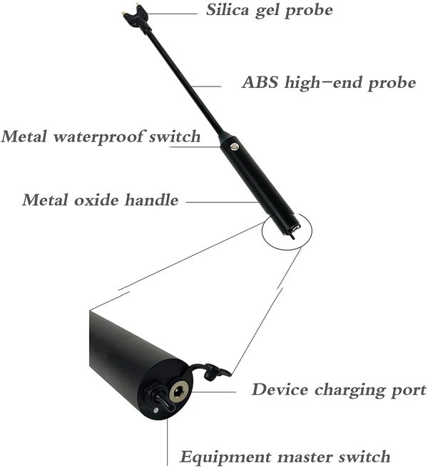 家畜電気ドライバーフルメタルボディシリコンソフトプローブ防水豚キャッチャー牛、羊、雌豚、馬用（黒） - 画像 (4)