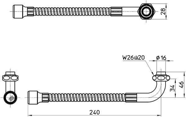 SANEI ベンリー自在パイプ ジャバラ式 水はね防止 長さ240ｍｍ 外径16ｍｍ PA18A-76X2-16