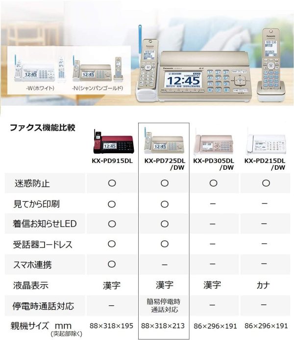 パナソニック おたっくす デジタルコードレスFAX 子機1台付き 迷惑電話対策機能搭載 シャンパンゴールド KX-PD725DL-N