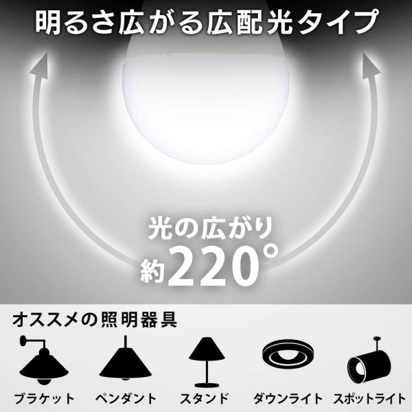 アイリスオーヤマ LED電球 口金直径17mm 広配光 25W形相当 昼光色 2個パック 密閉器具対応 LDA2D-G-E17-2T62P - 画像 (3)