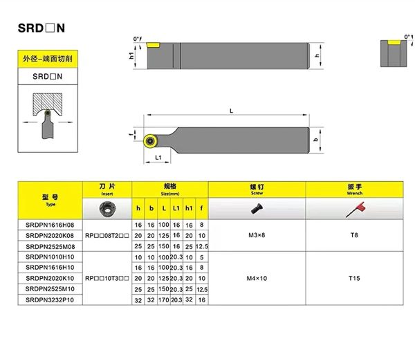 ミニ旋盤 バイト 超硬旋盤用ツール 小型 自作旋盤 旋削工具 旋盤工具 切削バイト SRDPN1010H10 SRDPN1212H10 ターニングツールホルダーボーリングバー CNC 切削工具用外部工具ホルダー RPMT10T3MO R5 ターニングツール (Angle : No holder, Shank Diameter : RPMT10T3MOE VP15TF) - 画像 (5)