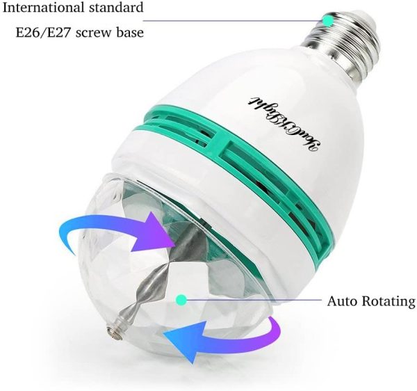 ミラーボール ミニレーザー ステージ照明 ステージライト ディスコボールライト 舞台照明 LED電球 口金直径26mm 3W RGB， 演出 誕生日 結婚式 パーティー KTV カラオケ バー照明 舞台ライト