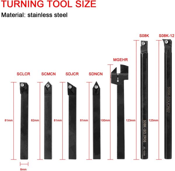 旋盤 バイト 超硬旋盤用ツール 小型 自作旋盤 21PCS 8mm 旋削工具 旋盤工具 切削バイト 精密 耐摩耗性 小型旋盤用バイト 卓上旋盤 切削 旋盤用チップ 自作旋盤 - 画像 (4)