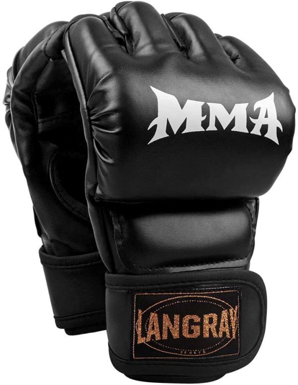 LangRay オープンフィンガー グローブ ボクシンググローブ 手袋 MMA 総合格闘技 ボクシング ムエタイ 空手 テコンドーなど トレーリング用 メ ンズ レディース