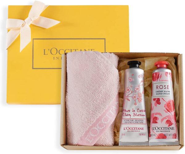 ロクシタン(L'OCCITANE) ハンドクリーム チェリー&ローズ タオル付き ギフトセット 2本 BOX入り 誕生日 プレゼント - 画像 (8)