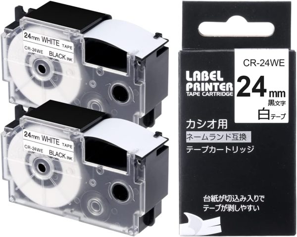 互換 カシオ ネームランド テープ 24mm 白 テープカートリッジ 黒字 XR-24WE CASIO tape 2本入 - 画像 (9)