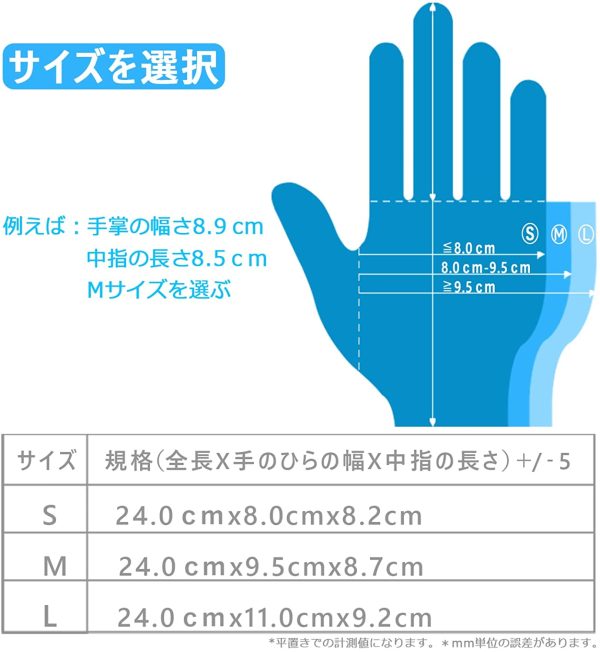 ニトリル手袋 ニトリルグローブ 使い捨て手袋【食品衛生法適合】ブルー 純ニトリルゴム 【1箱(100枚)】【10箱 (1000枚)】 - 画像 (8)