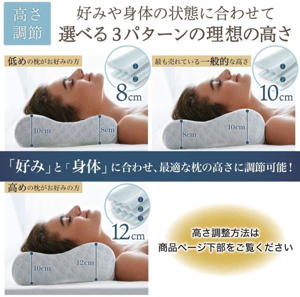 MyComfort 枕 低反発 3層ハイグレードモデル 高さ調節可能 ジャストフィット 低反発枕 (1, 低反発素材) - 画像 (4)