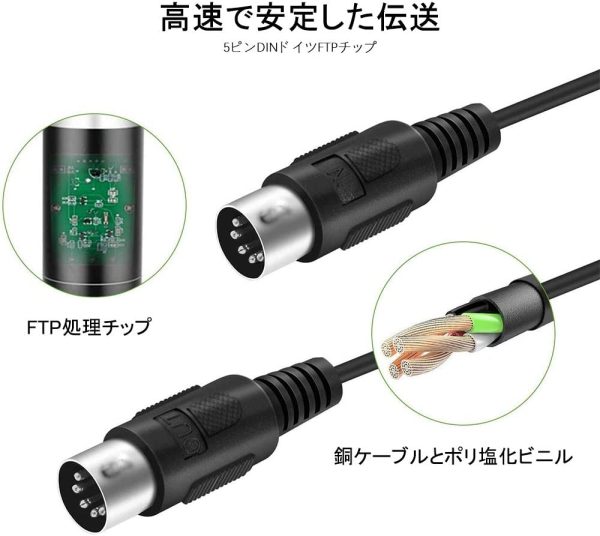 OTraki MIDI ケーブル USB インターフェース ケーブル キーボード 電子楽器 と PC 簡単接続 MIDI 変換ケーブル 1 in 1 out 高伝送効率 インターフェース 2M インストール不要 USB-MIDI コード 高互換性