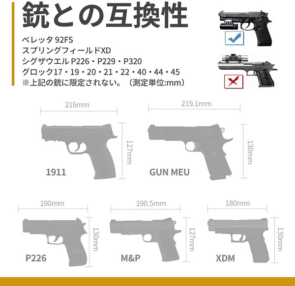 OneTigris ハンドガンホルスター タクティカルギア ポーチ ピストル?グロック用 右用 マジックテープ仕様 ナイロン モール対応 サバゲー?スナイパー（オリーブドラブ） - 画像 (5)