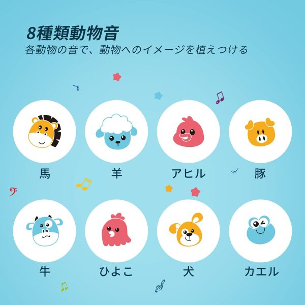 EagleStone おもちゃ ピアノマット 子供 折り畳み 8鍵盤 8種類動物音 5種類楽器音 ミュージックマット 音量調整可能 ピアノ 防水素材 滑り止め クリスマスプレゼント 誕生日ギフト HX9106-A - 画像 (2)