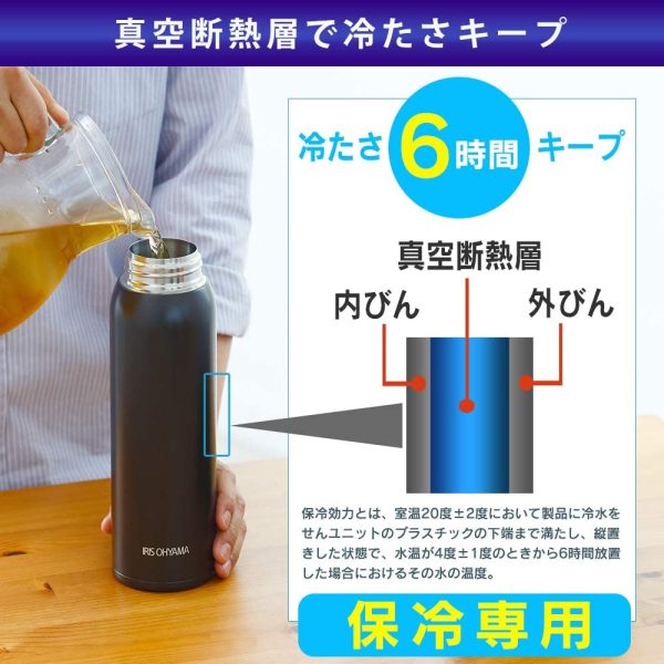 アイリスオーヤマ 水筒 1000ml 真空断熱 保冷6時間 簡単ロック ワンタッチ開閉  DB-1000 - 画像 (5)