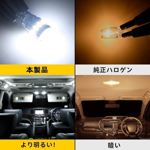 T10 LED ホワイト 爆光 キャンセラー内蔵 ポジションランプ ナンバー灯 ルームランプ 高耐久 無極性 3014LED素子6000K DC12V 2.4W ２個入 - 画像 (2)