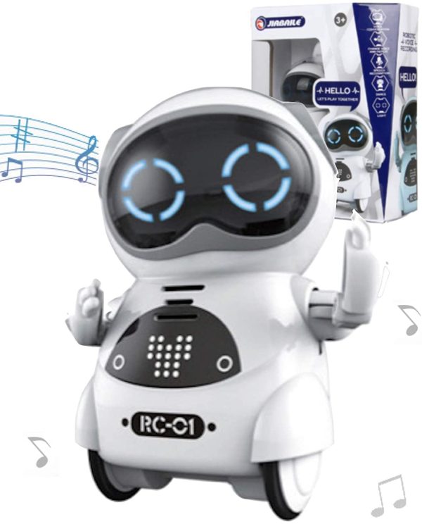 Toy Lob ポケットロボット コミュニケーションロボット スマートロボット ミニ ロボット 対話 ダンス 音楽 ライト 英語対応 日本語説明書付き (ホワイト)