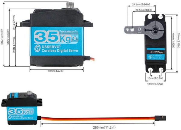 ゾースカイ 35KGコアレスデジタルサーボ RCカー用高トルクコアレスモーターサーボステンレスSG防水デジタルサーボ ロボットDIY 防水サーボ バハのラジコン対応 (180°) - 画像 (3)