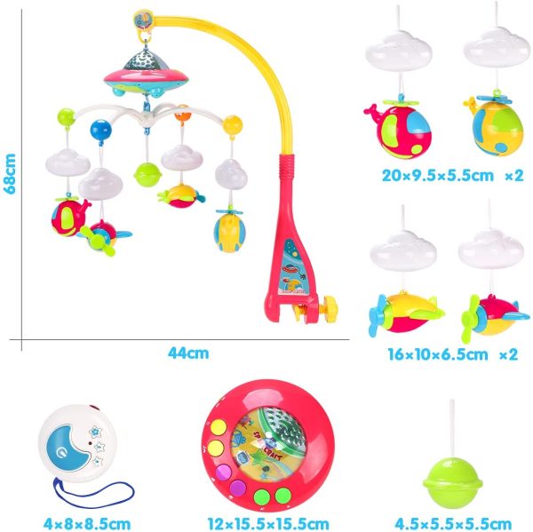KaeKid ベッドメリー オルゴール モビール 360度回転 108曲音楽 投影 リモコン付 知育玩具 赤ちゃん おもちゃ 0歳 1歳 新生児 おもちゃ ベビーベッドおもちゃ 幼児用寝具 出産祝い 男の子 女の子 贈り物 - 画像 (7)