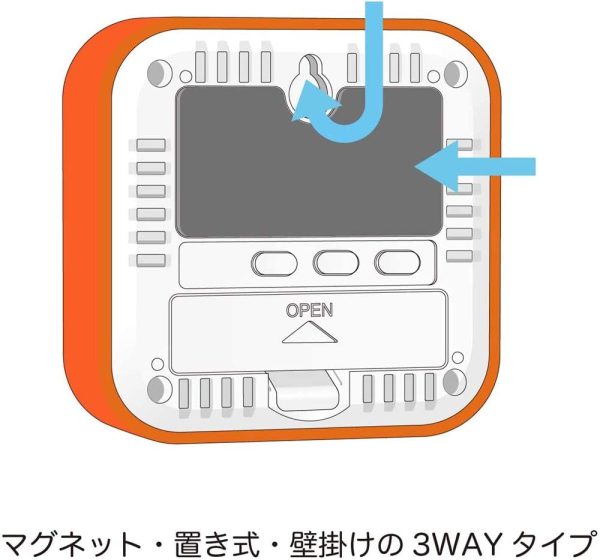 タニタ 温湿度計 時計 カレンダー 温度 湿度 デジタル 壁掛け 卓上 マグネット オレンジ TT-558 OR - 画像 (4)