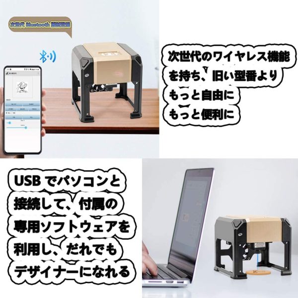 彫刻機 レーザー彫刻機 ミニ卓上レーザー彫刻機 小型レーザー彫刻機 刻印機 レーザー刻印機 ミニレーザー刻印機 レーザー刻印機 レーザー彫刻機スマホ対応 DIY道具 ロゴデザイン 家庭用レーザー 日本語説明書付き クラス2 - 画像 (7)