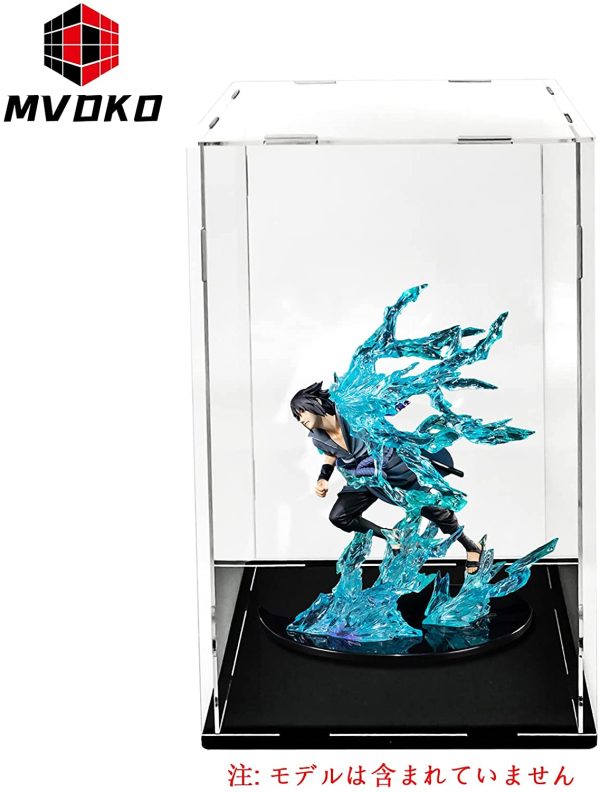 MVDKO フィギュアケース 透明ディスプレイケース コレクションケース 台座高いタイプ 組立式 透明度アップ 人形ケース 陳列ケース 透明アクリル プラモデル 飾り用 展示用 台座ブラック 15cm*15cm*25cm - 画像 (3)