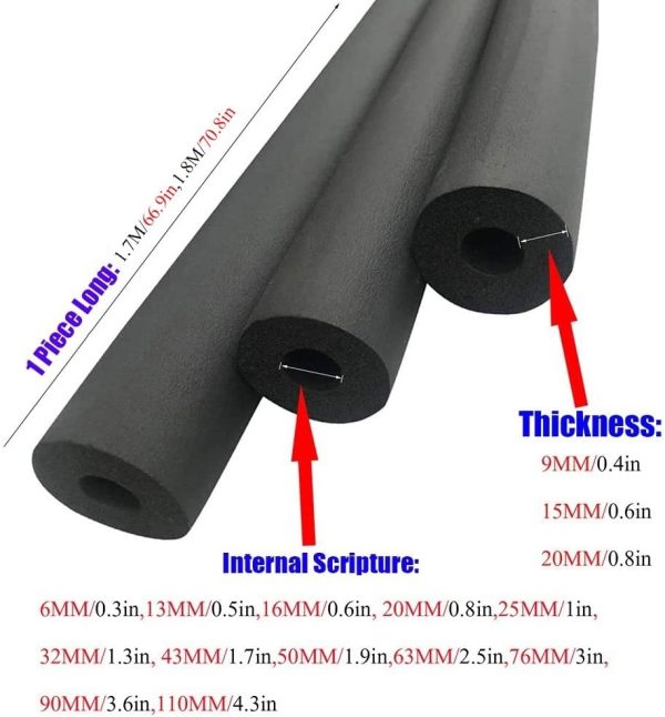 フォームパイプ断熱材、保温チューブ 防水綿カバー ニトリルゴム凍結防止スポンジ丸管 内径20/25/43 Mm X 9/15/20mm厚 難燃剤と凍結 車用 フロアテールゲート (サイズ : ) - 画像 (5)