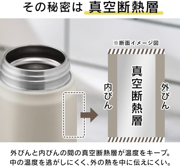 アイリスオーヤマ 水筒 350ml 真空断熱 軽量 225g 口当たり柔らか 広口 氷も入る ステンレス スクリュー SM-S350 - 画像 (6)